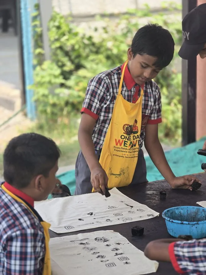 Students with Printed Artwork